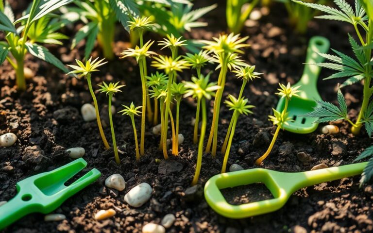 can you bury leggy cannabis seedlings