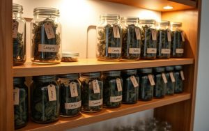 storing dried cannabis leaves