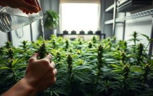 watering cannabis plants